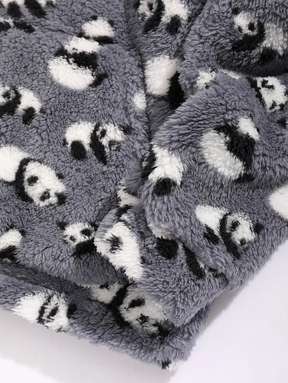 Lady Aztec Panda printed ultra-fine Austrian fleece hooded fashion sweater