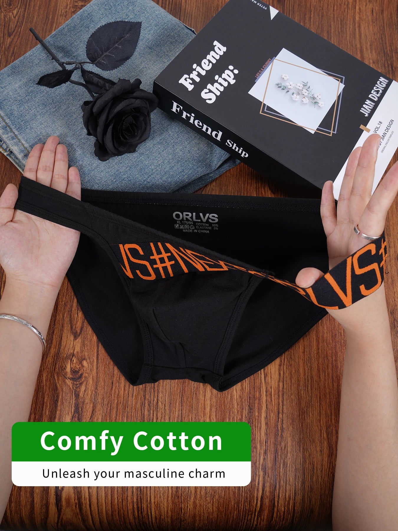 Men's 100% Cotton Briefs U Convex Pouch Letter Logo Elastic Waistband Soft Breathable Fashion Underwear