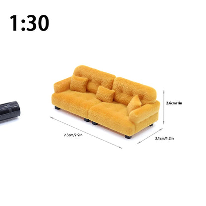 1/12 1/20 1/25 Dollhouse Simulation Flocking Sofa Model Mini Living Room Furniture Doll Decoration Accessories Pretend Play Toys