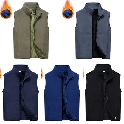 Mens Winter Sleeveless Jacket Thermal Fleece Vest Male Coat Lightweight Padded Vest Thick Working Casual Vests For Man Clothes