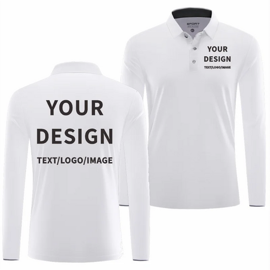 Quick Dry Long Sleeve Polo Custom Logo High Quality Lapel Sports Polo Shirt Embroidery Design Company Team Shirt Printing Image