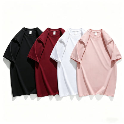 4 Colors 95% Cotton T Shirts for Women Casual O-Neck Short Sleeve Loose Tees Soft Breathable Daily Wear Comfortable Daily Tops