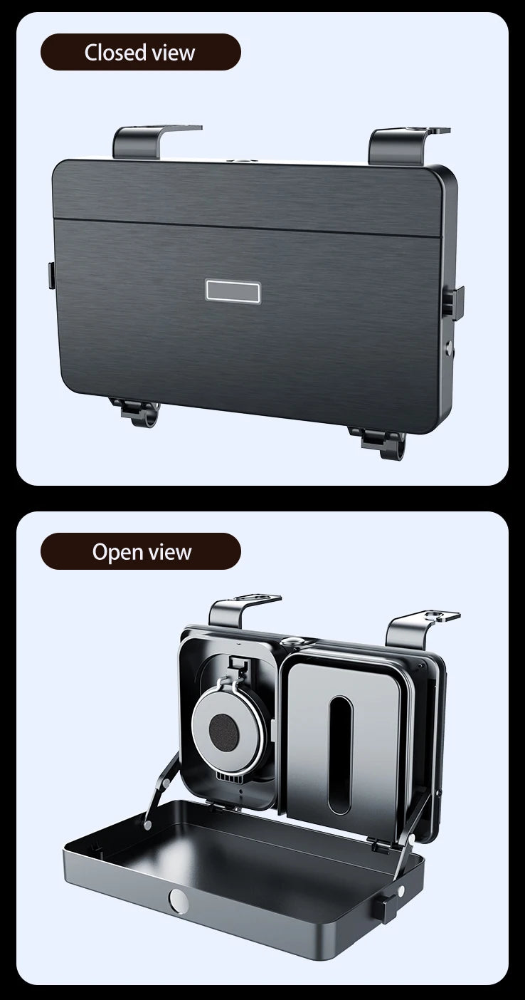 Lrbh Premium Plastic Rear Seat Organizer, with Foldable Tray, Dual Cup Holders, Phone Slot, and Large Storage Space, Easy to Install Vehicle Seat Back Accessories