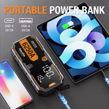 AdoreTrip Car 6000A Portable 12V  Jump Starter Power Bank 12V Auto Battery Charger Booster Starting Device With Led Light
