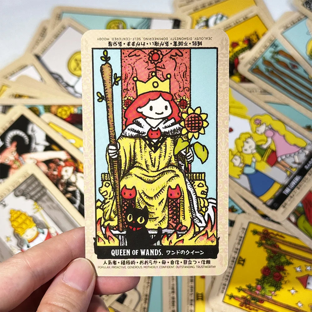 6*10.2cm Cute Anime Tarot Cards 80pcs Pocket Size Kawaii Healing Style Tarot Deck for Beginners Fortune Telling Board Game