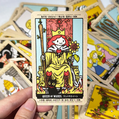 6*10.2cm Cute Anime Tarot Cards 80pcs Pocket Size Kawaii Healing Style Tarot Deck for Beginners Fortune Telling Board Game