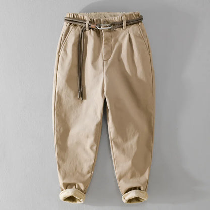 Winter New Cargo Velvet Pants for Men Clothing Cotton Thicked Keep Warm Simple Daily Trousers F7628