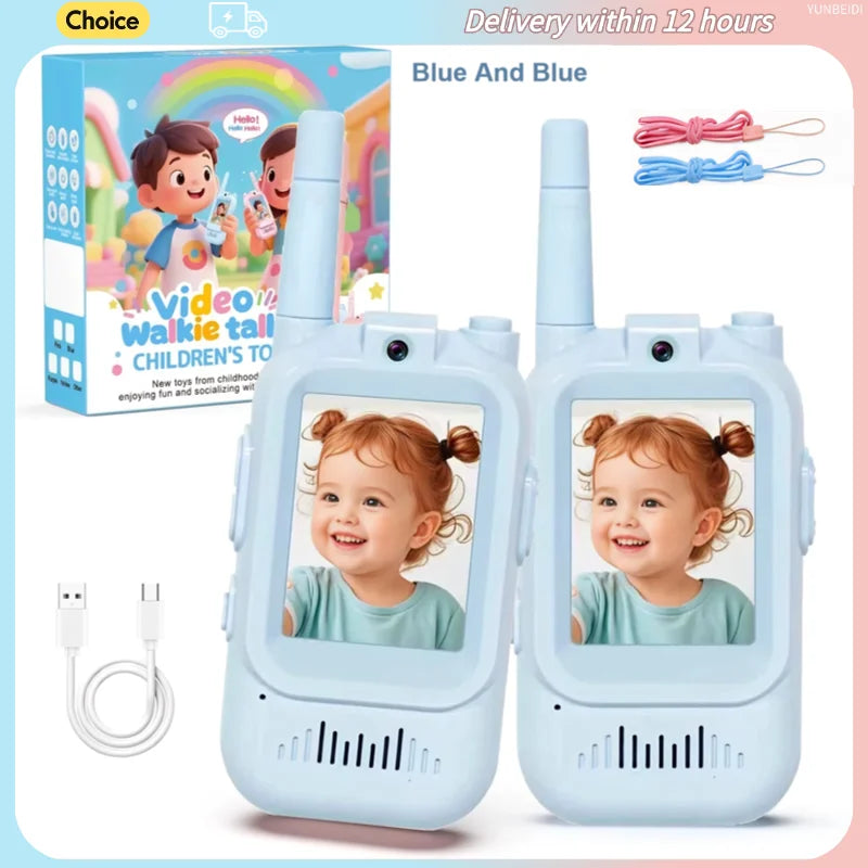 2PCS Kids Video Walkie Talkies HD Video Call Type-C Charging Intercom Toys No SIM Card Indoor Birthday Gift for Boys Girls Age3+