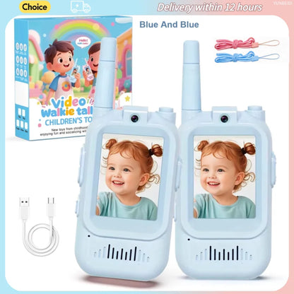 2PCS Kids Video Walkie Talkies HD Video Call Type-C Charging Intercom Toys No SIM Card Indoor Birthday Gift for Boys Girls Age3+