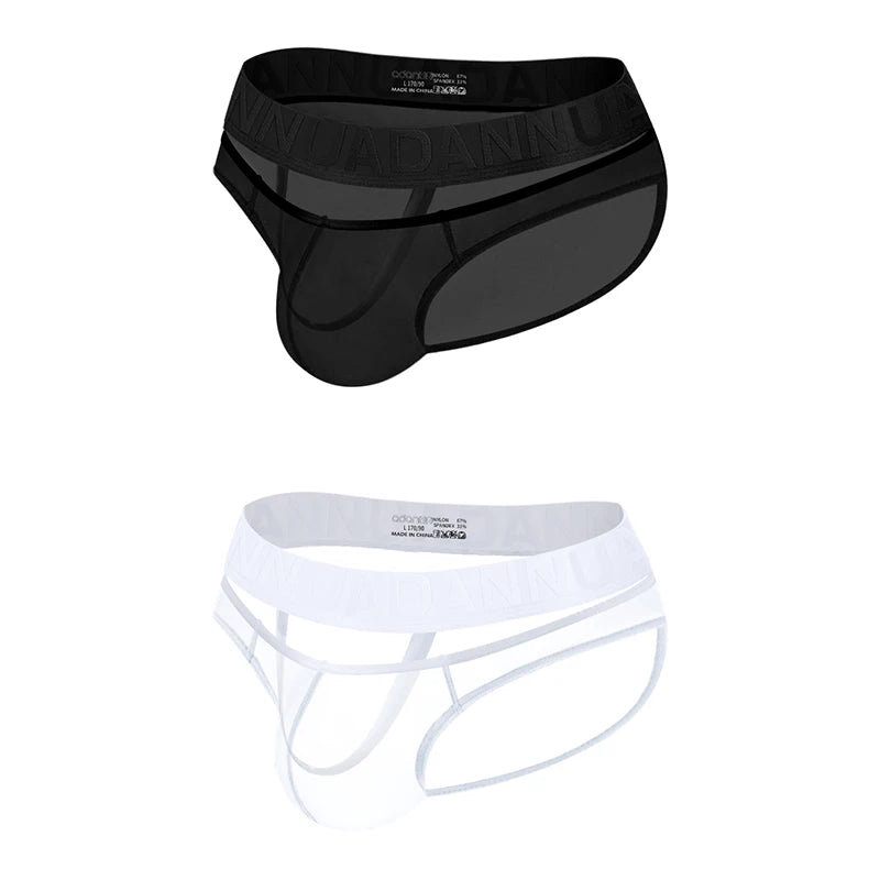 Sexy Underwear Men Low-Rise Sheer Mesh Underwear with Chinese Style Embossed Waistband Breathable G-string for Daily & Nightwear