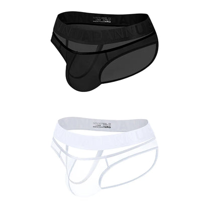 Sexy Underwear Men Low-Rise Sheer Mesh Underwear with Chinese Style Embossed Waistband Breathable G-string for Daily & Nightwear