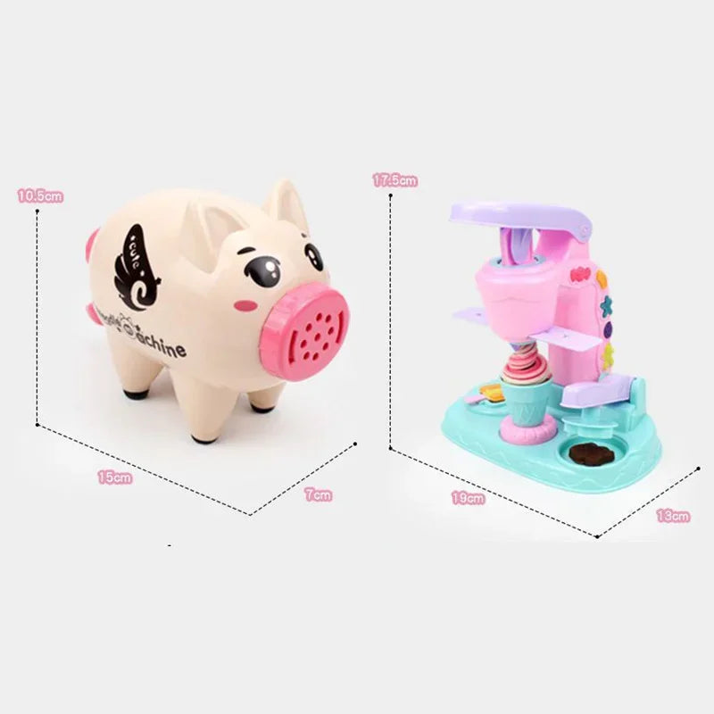 Kids Colored Clay Noodle Machine DIY Play Dough Tools Ice Cream Plasticine Mold Kits Puzzle Toys for Boys Girls Birthday Gift