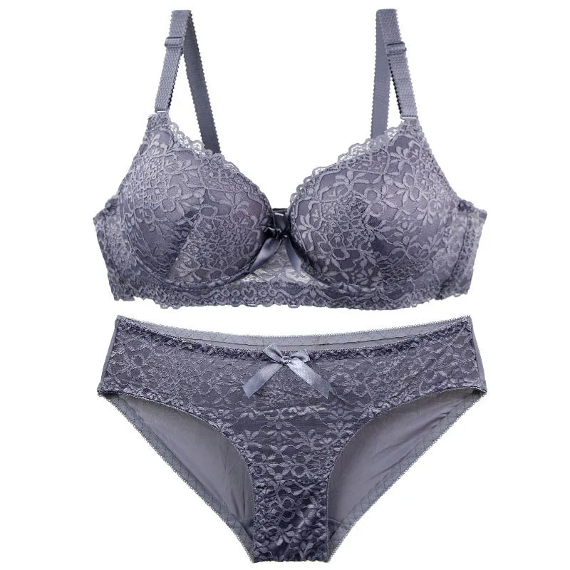 2025 New Sexy Bras Set 34/75 36/80 38/85 40/90 42/95 44/100 BC Cup Underwear For Women Push Up Bow Lingerie