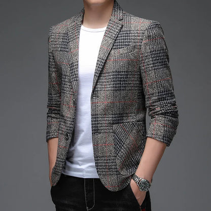 Spring Autumn Top Casual Suit Men's Wool Small Suit Middle-aged Young Korean Version Single West Jacket Autumn Men's Top
