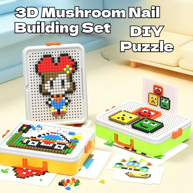 Mushroom Nail Peg Puzzle DIY Building Set, Montessori Fine Motor Educational Toy With Storage Box, Ideal Birthday Gift for Kids