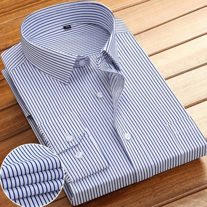 Men's Striped Long Sleeve Shirts 2026 Autumn Anti-wrinkle Business Shirt Fashion Casual Comfortable Breathe Slim Fit Shirts