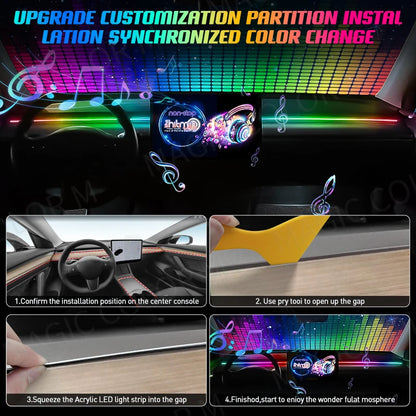Vgetting Universal Car Ambient Lights LED Interior RGB Symphony Atmosphere Lamp USB APP Control Remote for Tesla Model 3 Y S X