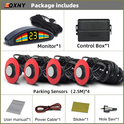 Parking Sensor Kit  Flat 16.5mmParktronic Reversing Backup Radar Recoil Auto Detector  Assistance Voice Buzzer Automobile Car
