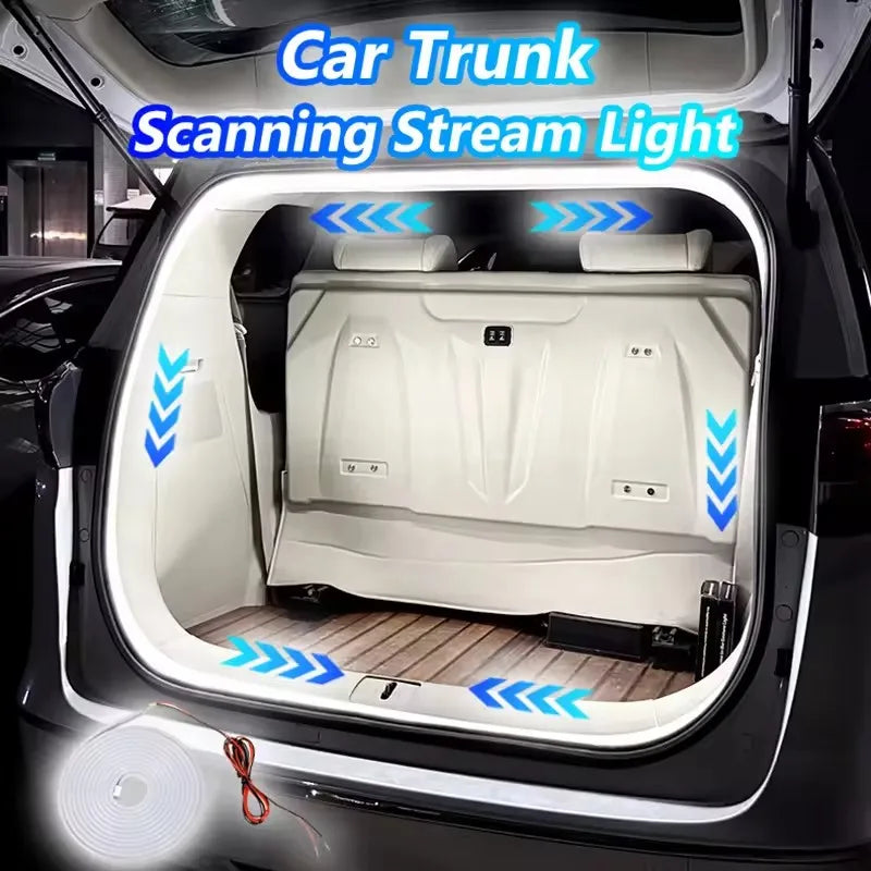Dynamic Flowing Welcome Lights - Fireproof Silicone LED Strip for Universal Trunk 2m/4m Easy Install No Wiring ，Sync Car Light