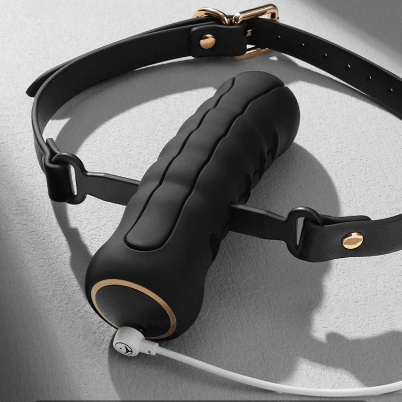 2026 New Silicone Black Electric Shock Mouth Gag Adjustable SM Gear Adult Toy Alternative Play Couple Training Adult Game Gag18+