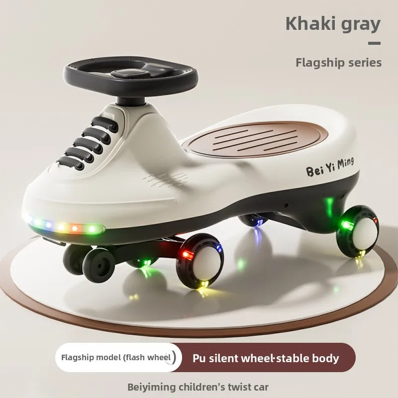Kids Wobble Car 2 6 Year Olds Anti Tip Quiet Wheels Lights Music Unisex Gift Children's Wiggle Car Anti-rollover