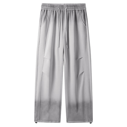 2025 Autumn New Gradient Color Washed Sweatpants Men Heavy Cotton Wide Leg Knit Sports Pants Loose Fit Straight Trousers