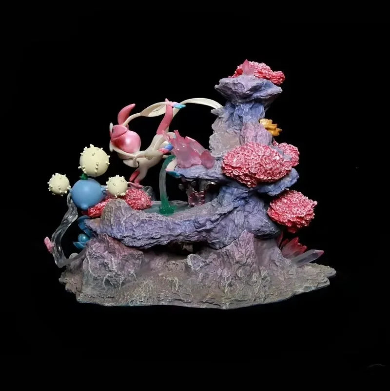 Pokemon Gk Figure Sylveon Shroomish Clamperl Fairy Island Resin Collectible Anime Display Model Home Desktop Decoration