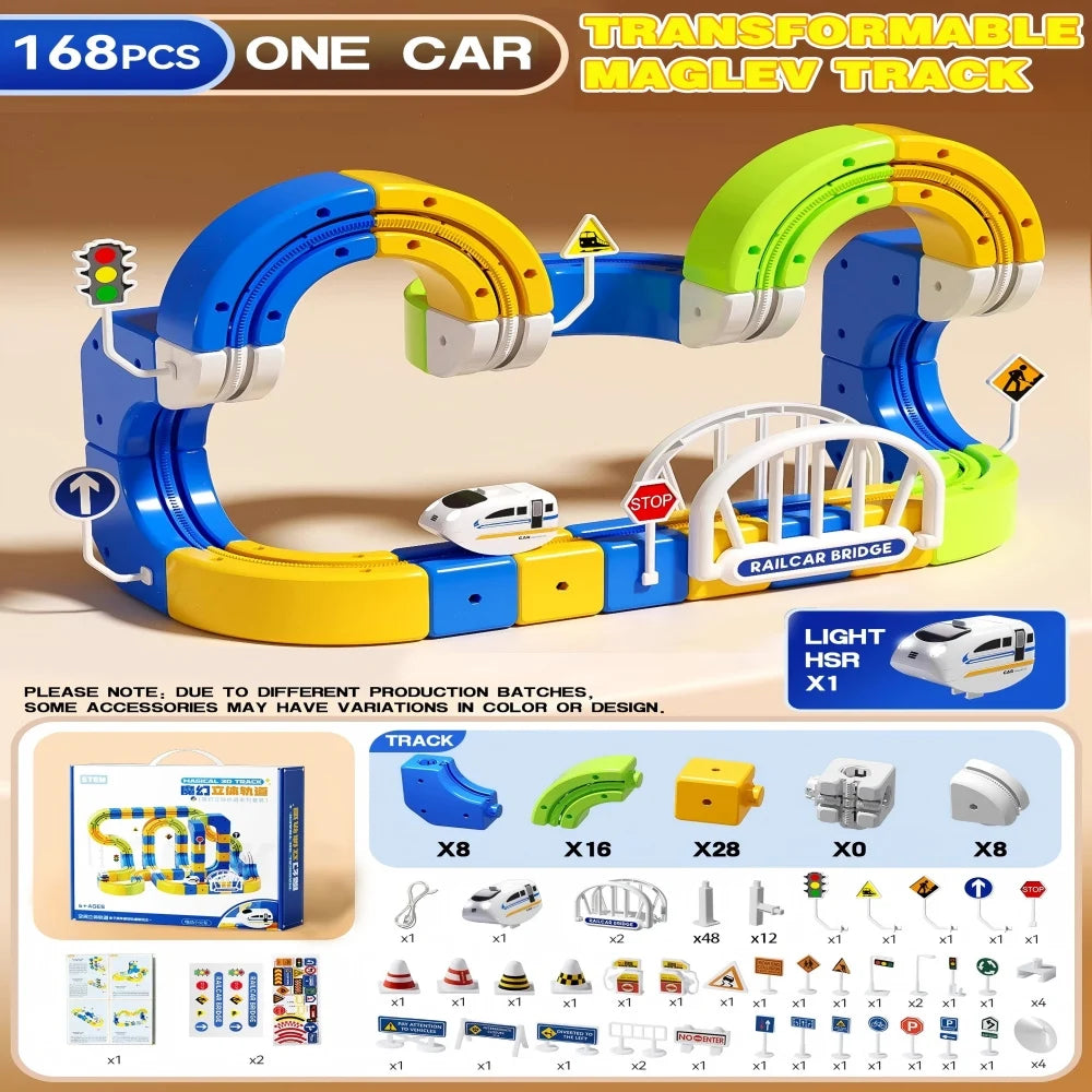 Magic Magnetic Tracks Building Blocks Set, 2025 Interactive STEM Toy for Kids, DIY Assembly Educational Gift