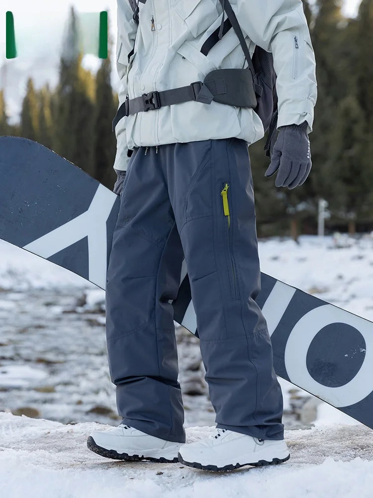 Thickened down Trousers for Men Winter Warm Waterproof Mountain Climbing Workwear Sports Pants Youth Casual Long Pants Polyes...