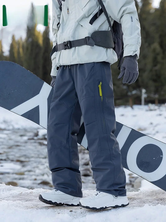 Thickened down Trousers for Men Winter Warm Waterproof Mountain Climbing Workwear Sports Pants Youth Casual Long Pants Polyes...