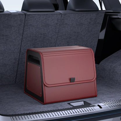 Car Trunk Organizer with 4-Point Magnetic Closure – PU Leather, Reinforced ABS Frame, Fits SUV, Sedan, and Home Use