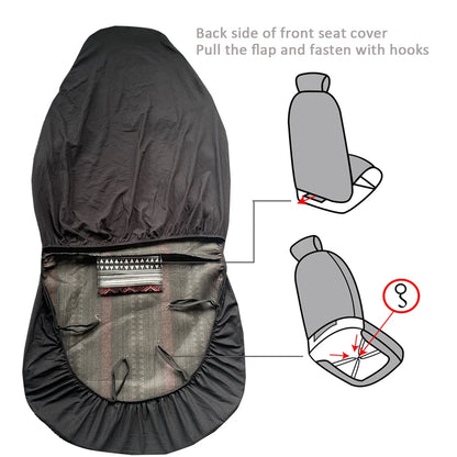 AUTO PLUS Car Seat Covers Set Baja Saddle Blanket Weave Universal Fit Most Car Seat Protection Steering Wheel Cover Protector