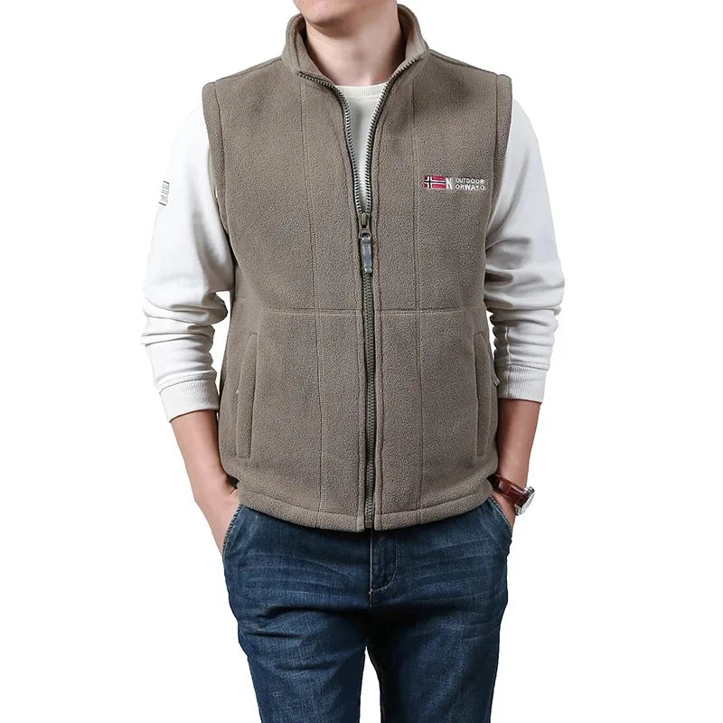 Outerwear Polar Fleece Vest Men Autumn Winter Solid Color Thicken Warm Vests Man Outdoor Casual Fashion Hiking Sportswear Male