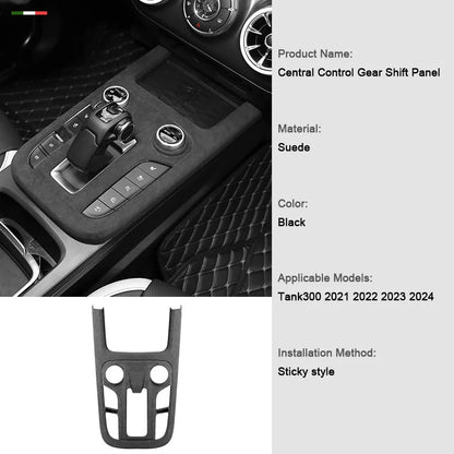 TOP Suede Car Interior Panel Trim Decoration For Great Wall WEY Tank 300 2021 2022 2023 Gear Shift Cover Modification Accessory