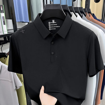 Hot-Selling Man Short-Sleeved Polo Shirt Letter Print Button Lapel Summer T-Shirt Sports Casual Outdoor Seamless Men's Clothing