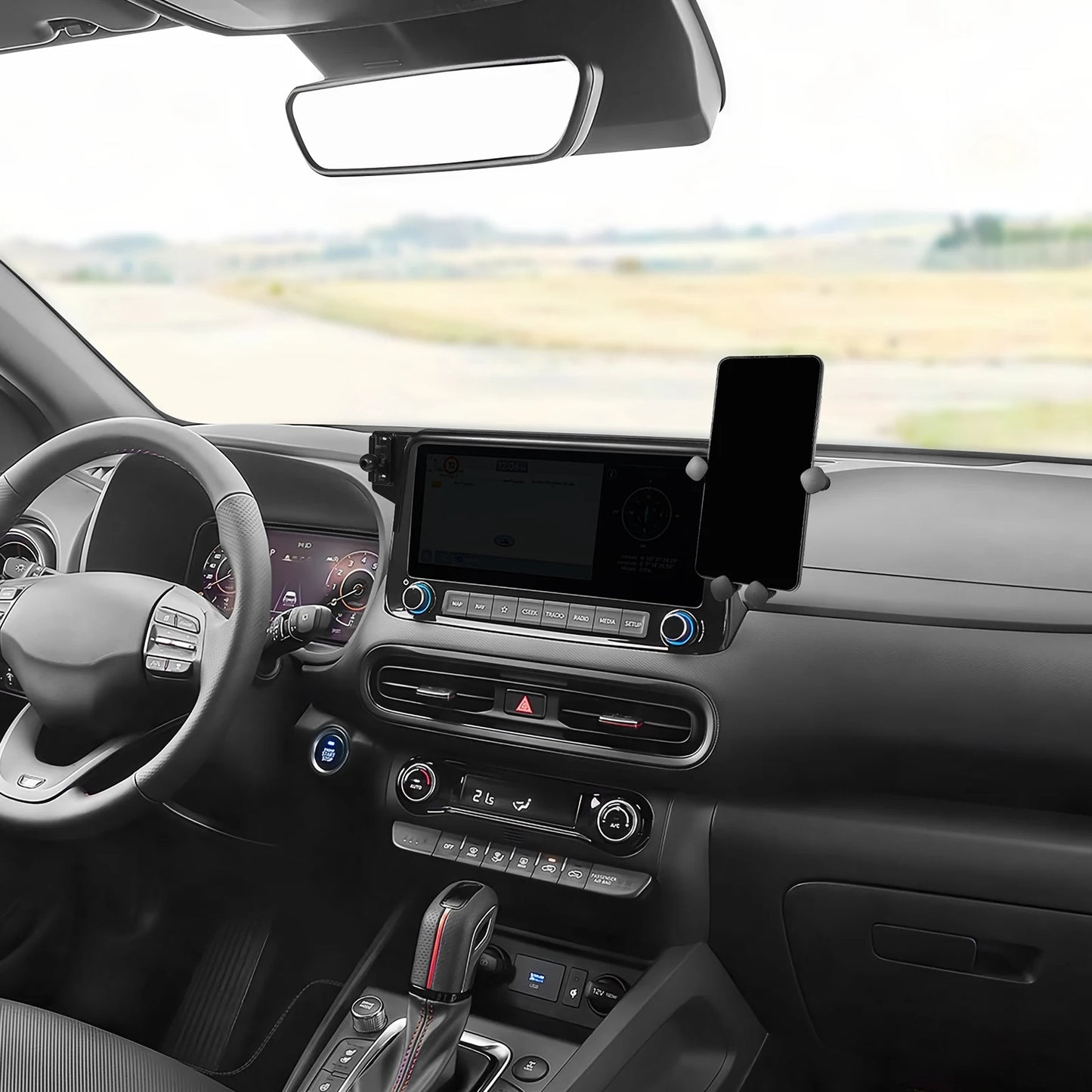 Special For Hyundai Kona 2017-2023 Phone Holder Central Navigation Fixed Base GPS Stand Mobile Phone Mounts Smartphone Bracket