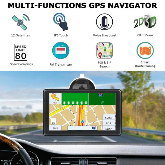 GPS Navigation For Car 7-Inch Vehicle GPS Units Equipment Touchscreen Smart Device High-Resolution Screen Maps For Vehicle