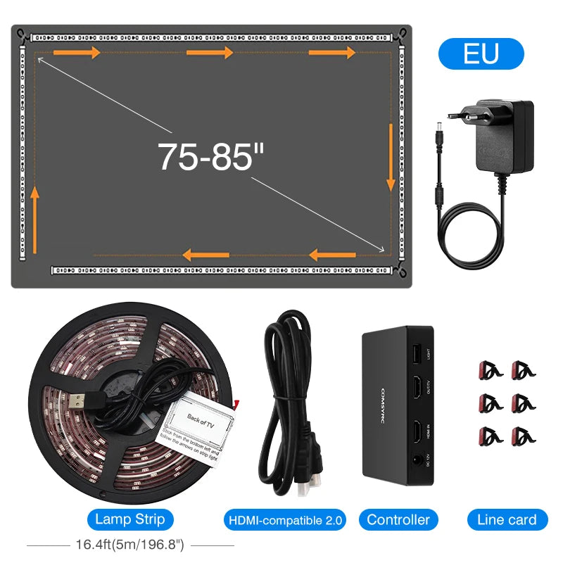 LED Smart Ambient TV Backlight Wifi Alexa Google Assistant Control 4K HDMI-Compatible 2.0 Device Screen Color SyncStrip Lights