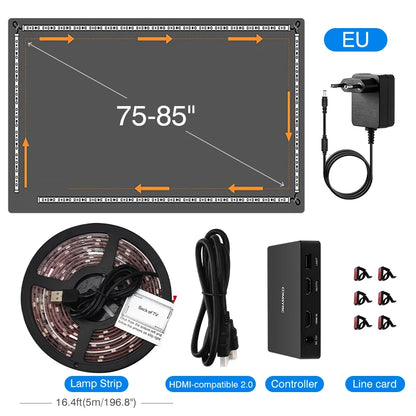 LED Smart Ambient TV Backlight Wifi Alexa Google Assistant Control 4K HDMI-Compatible 2.0 Device Screen Color SyncStrip Lights