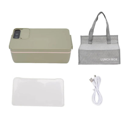 Cordless Electric Lunch Box 40W Heated Lunch Box 1L 304 Stainless Steel Portable Food Warmer Battery Powered For Travel Work