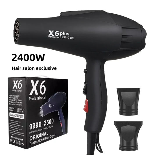 New X6 Hair Salon Professional Hair Dryer 2400W High Power Strong Wind Speed Drying Home Hairdryer Recommended Hairdryer