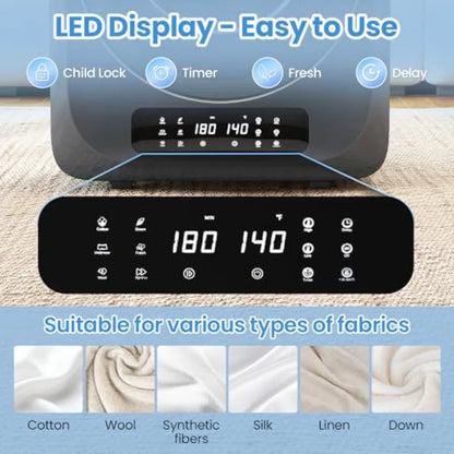 Portable dryer for apartment laundry, stainless steel tub, white, 12lbs capacity with 6 drying modes and LED control panel