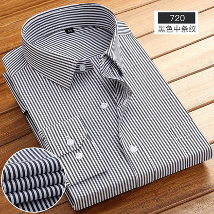 Men's Striped Long Sleeve Shirts 2026 Autumn Anti-wrinkle Business Shirt Fashion Casual Comfortable Breathe Slim Fit Shirts