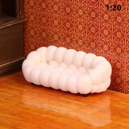 Cloud Sofa Model for Dollhouse - Miniature Living Room Furniture Decoration, Micro Scene Pretend Play Toy for Dolls House