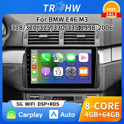 Android 16 Carplay Auto For BMW E46 M3 1998-2006 Car Radio Multimedia Video Player 2Din 4G+WIFI GPS Navigation Head Unit Stereo
