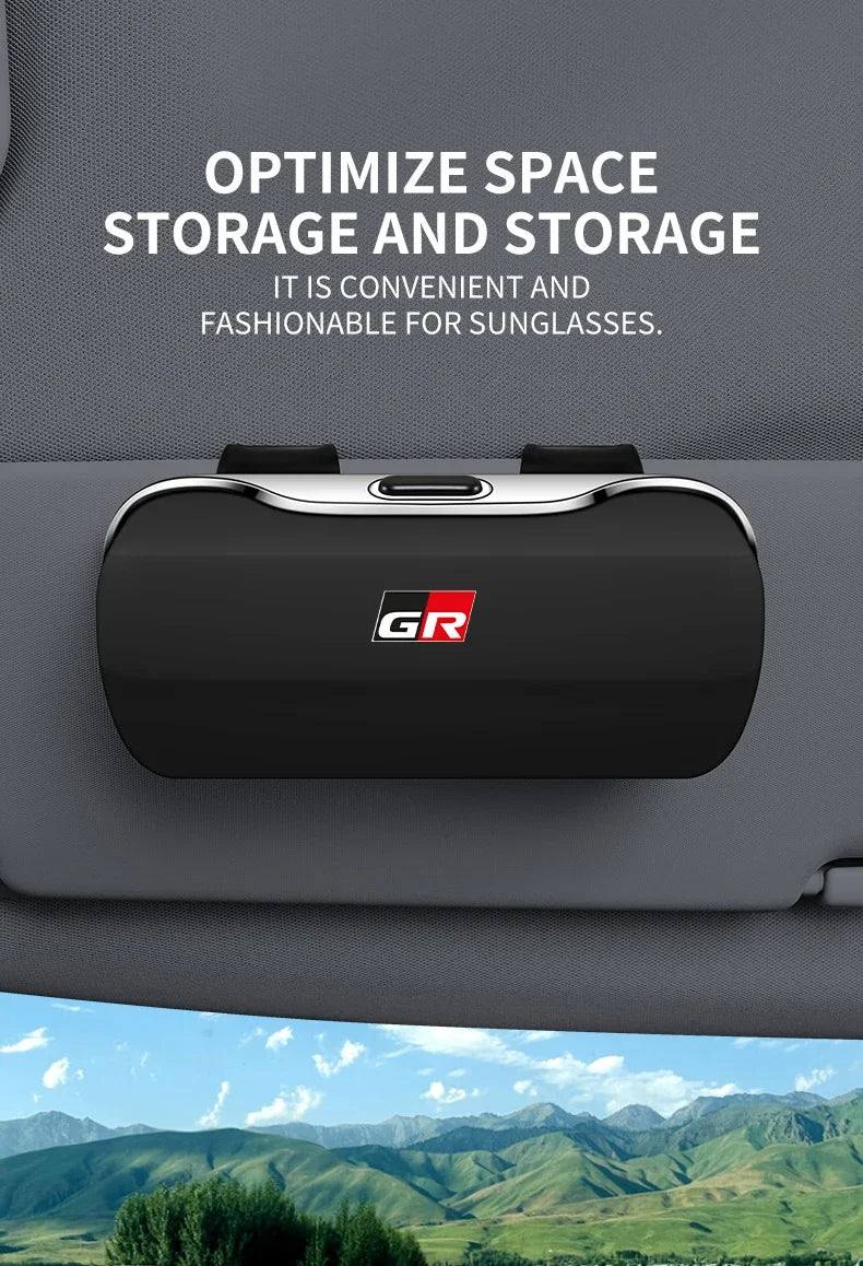 Car Eyewear Case Box Sunglasses Holder Sun Visor Storage Protective Frame Box Glasses Clip For Toyota GR Sport Rav4 Yaris Camry