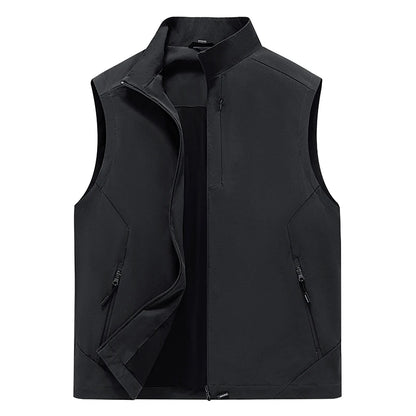 New Spring Autumn Men'S Outdoor Vest Middle-Aged And Elderly Casual Loose And Fashion Versatile Stand Up Collar Sleeveless Coat