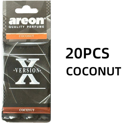 areon 5/20pcs COCONUT Scent Car Air Freshener, Natural Tea-Scented Paper, Car-Mounted Hanging Type, Car Interior Accessories