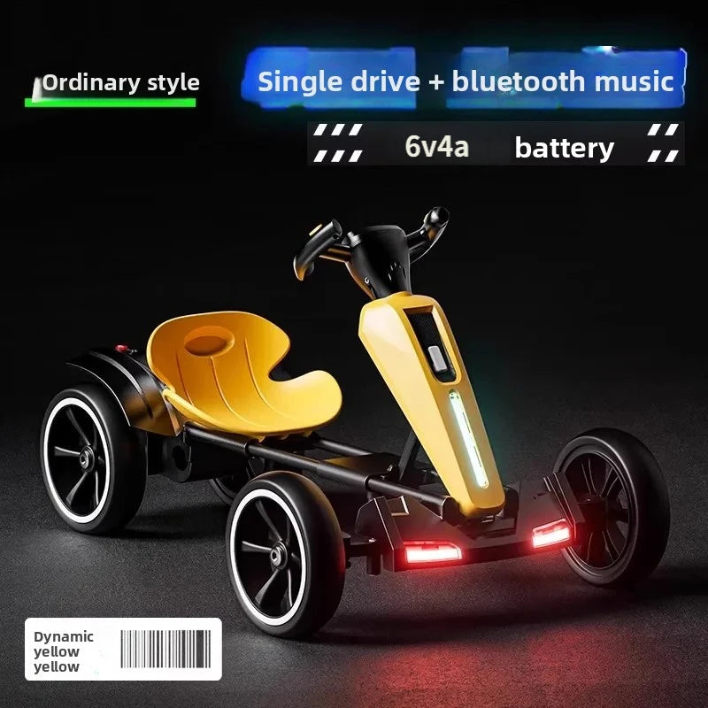 N‌ew Foldable Portable Kids Electric Go-Kart with 390 Motor Cool LED Lights No Assembly Outdoor Off-Road Toy Car for Boys/Girls