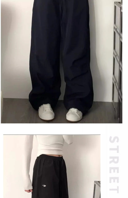 American Lazy Casual Parachute Embroidery Sweatpants Women's Spring Summer 2025 New Slimming Drape Loose Work Trousers